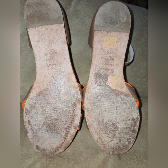 Boden Orange & Brown Ankle Strap Flat Leather Sandals Size (39) 8M US - Picture 6 of 14